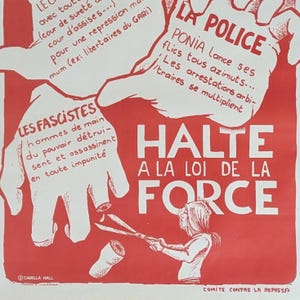 Vintage French Protest Poster, 1960s Student Protest Anti Fascist Anarchist Movement Art image 4