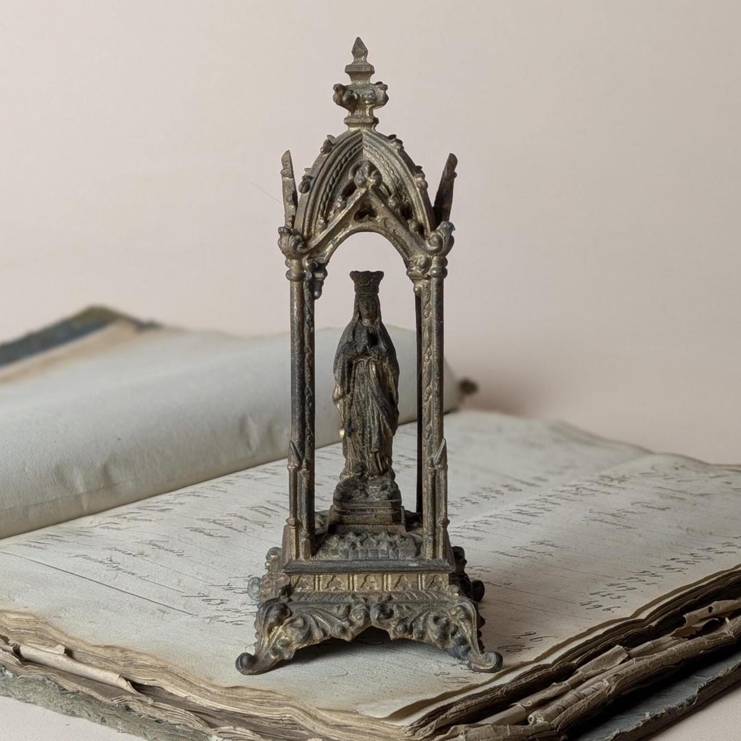 Antique French Spelter Madonna and Child Statue, Notre Dame De Liesse ...