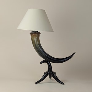 1950s Buffalo Horn Rosewood Table Lamp Mid Century Modern Design Tripod Base Home Decor Design Original Lighting 1960s