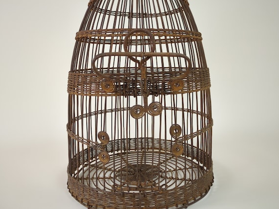 アンティーク フランス 金属ワイヤー バードケージ、19 世紀のバード