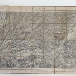 Mapa militar francés antiguo del siglo XIX de St Gaudens Francia, mapa plegable de Lemercier de la década de 1860 sobre tela para coleccionistas
