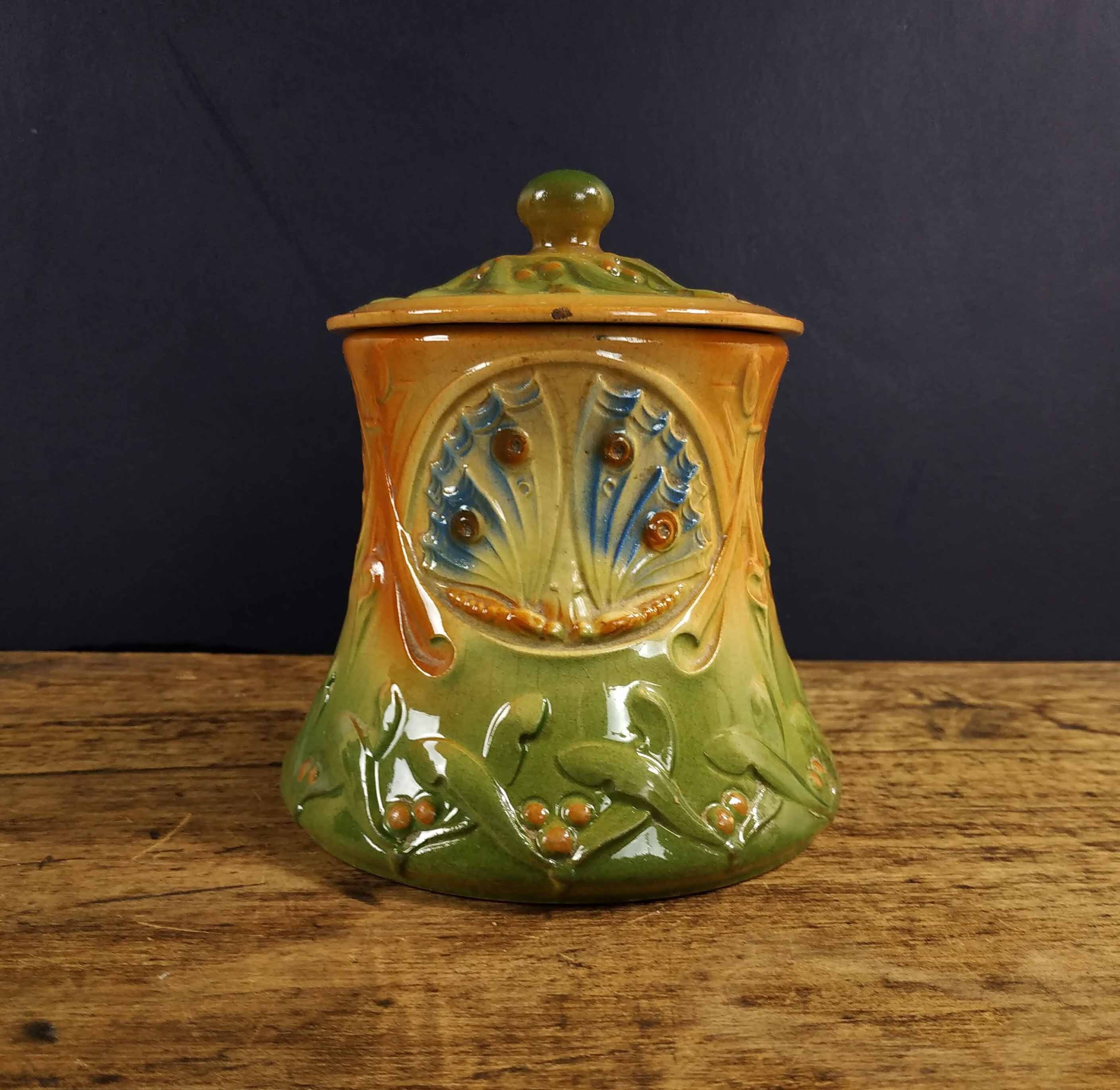 La Poterie Barbotine, Barbotine Français, Ancien Pot, Tabac Antique, Récipient en Céramique, Antique