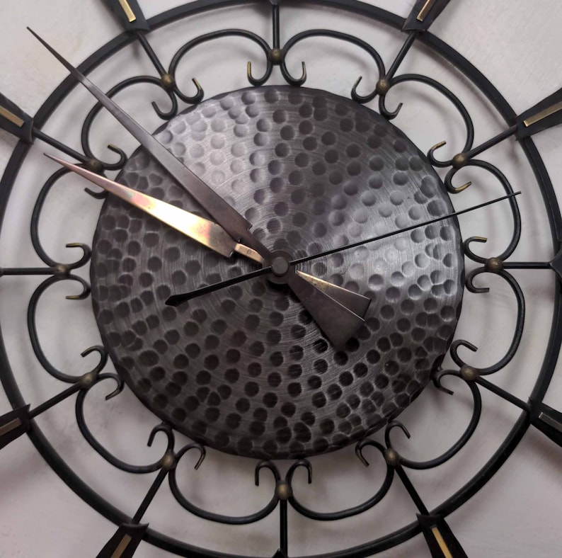 German Black and Gold Mid Century Clock Home Office Decor Battery Operated Black Metal Clock Junghans Starburst Battery Wall Clock