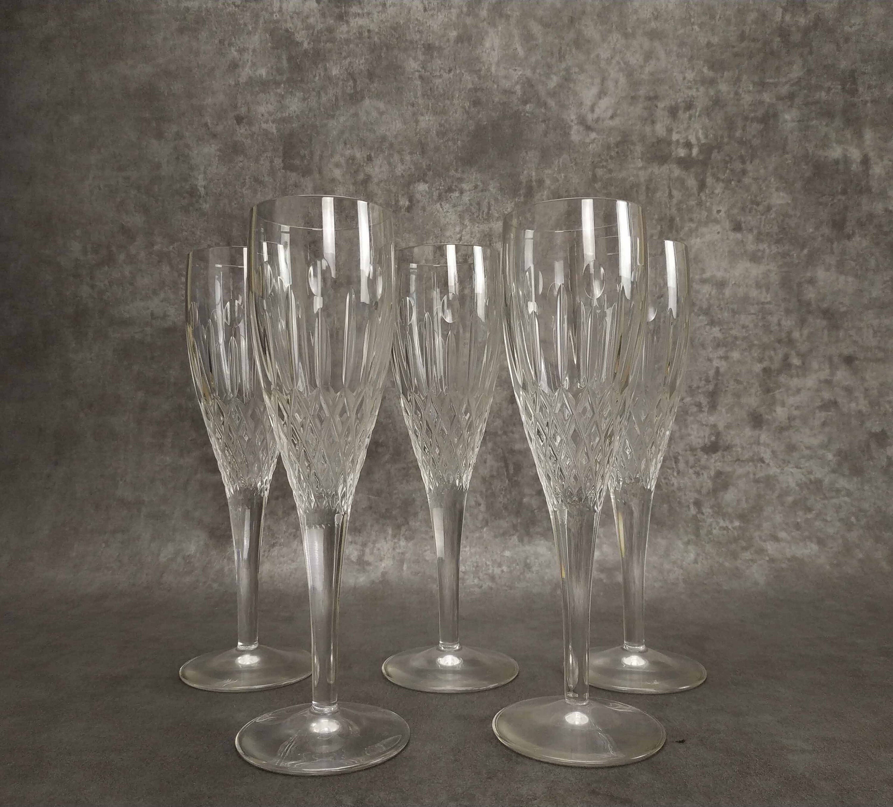 Ensemble de 6 Français Verres Cristalleries Lorraine Crystal Champagne, Coupé Champagne Rétro, Cockt