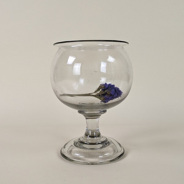 Antique French Glass Apothecary Leech Bowl, Antique Hand Blown Glass