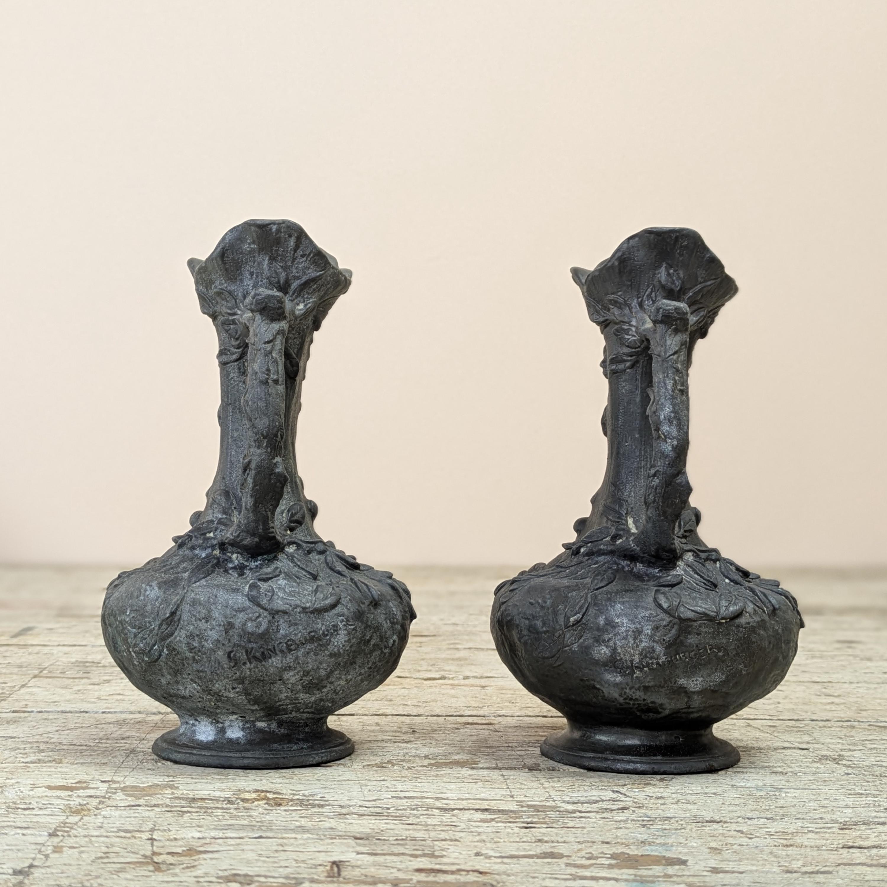 アンティーク シルヴァン・キンズブルガー アールヌーボー 花瓶 ペア