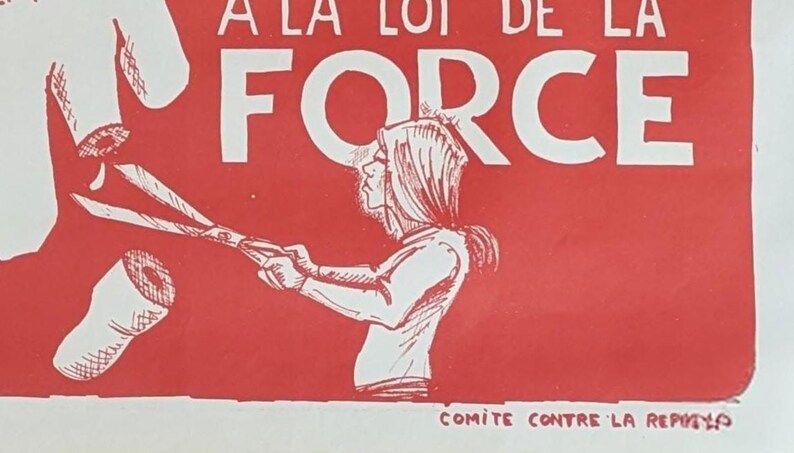 Vintage French Protest Poster, 1960s Student Protest Anti Fascist Anarchist Movement Art image 6