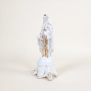 Antique des années 1800 Français Vierge Marie Paris Porcelaine Figurine, Statue de Vierge en céramique religieuse, Chapelle Notre-Dame, Décor chrétien antique image 4