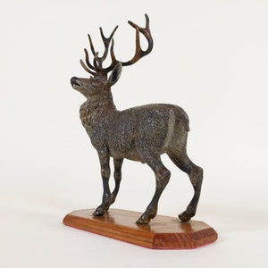 Antique Vienna Austria Bronze Deer Sculpture, Cold Painted GESCHÜTZT Bronze Animal Art Statue image 4