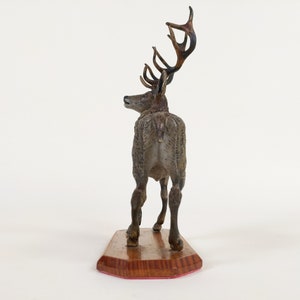 Antique Vienna Austria Bronze Deer Sculpture, Cold Painted GESCHÜTZT Bronze Animal Art Statue image 5