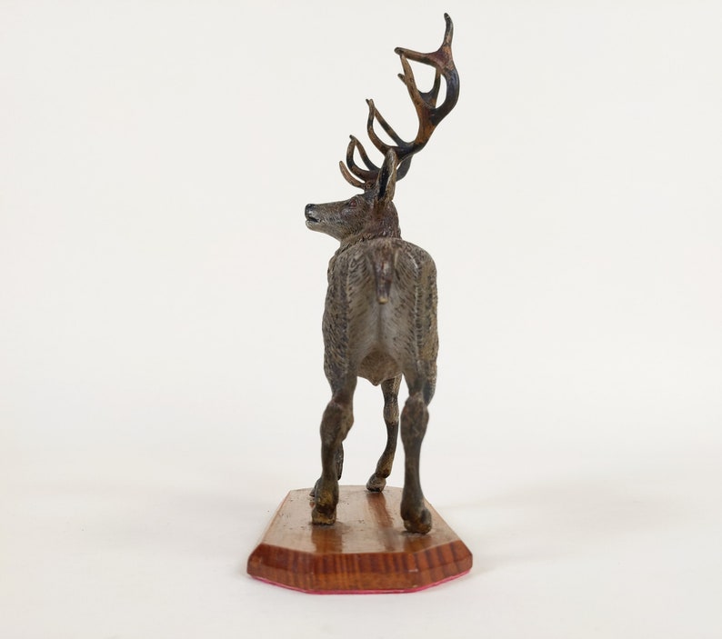 Antique Vienna Austria Bronze Deer Sculpture, Cold Painted GESCHÜTZT Bronze Animal Art Statue image 5