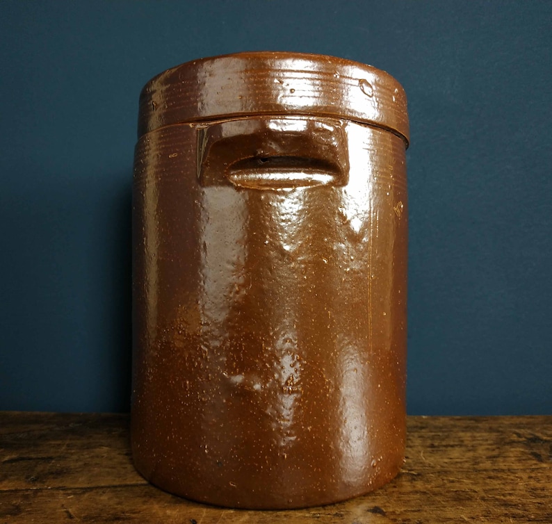 French Stoneware Pot Lidded Stoneware Ceramic Confit Jar Etsy