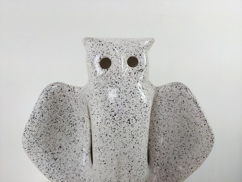 Vintage Ceramic Owl Lamp, 1980s French Table Lamp, Owl Lovers Gift, Original Bedroom Lighting, Pottery Animal Light image 3