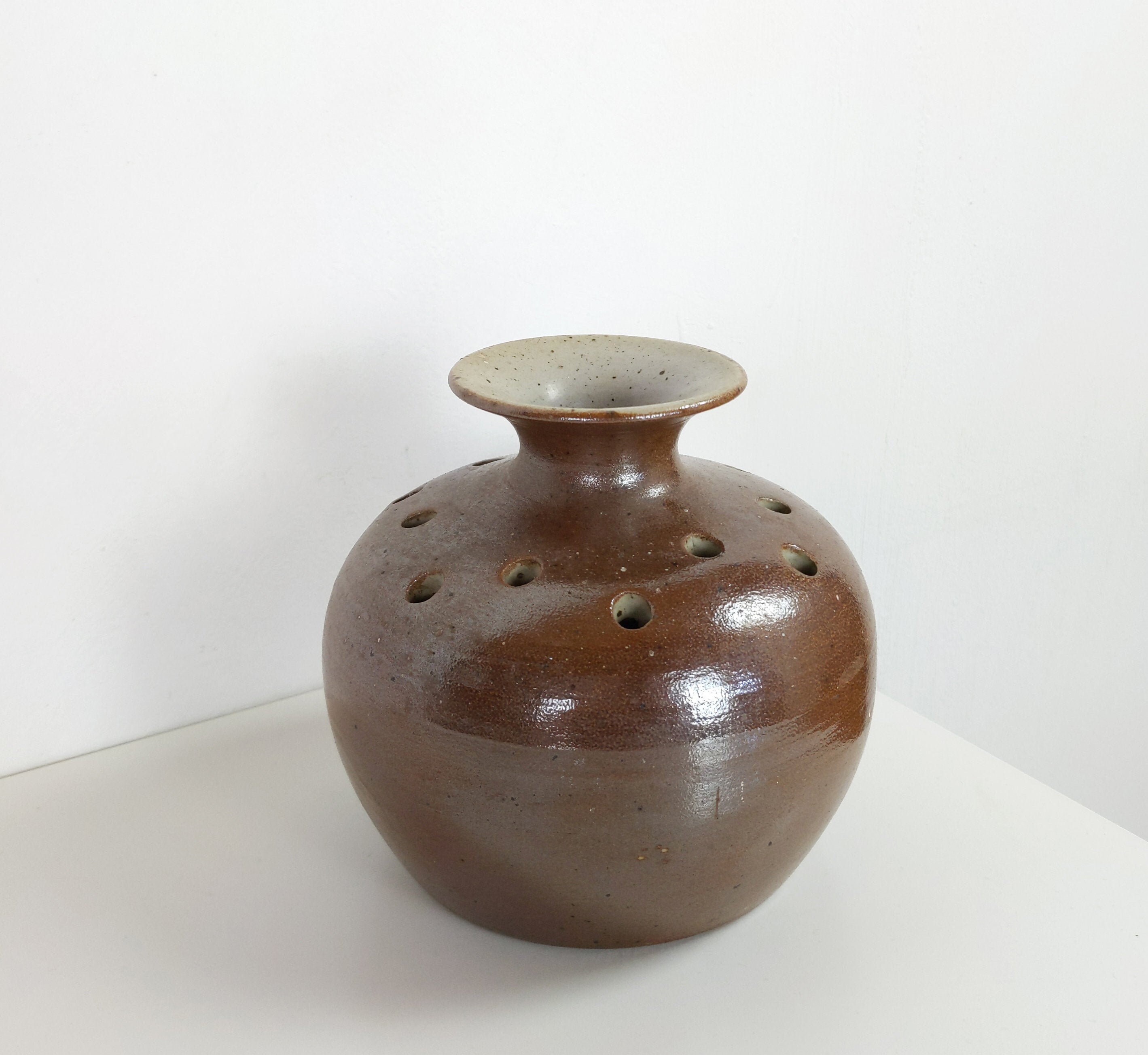 Vase Original, Vase à Fleurs Vintage Français en Grès Par G Robin, Grenouille Fleur Céramique Du Mil