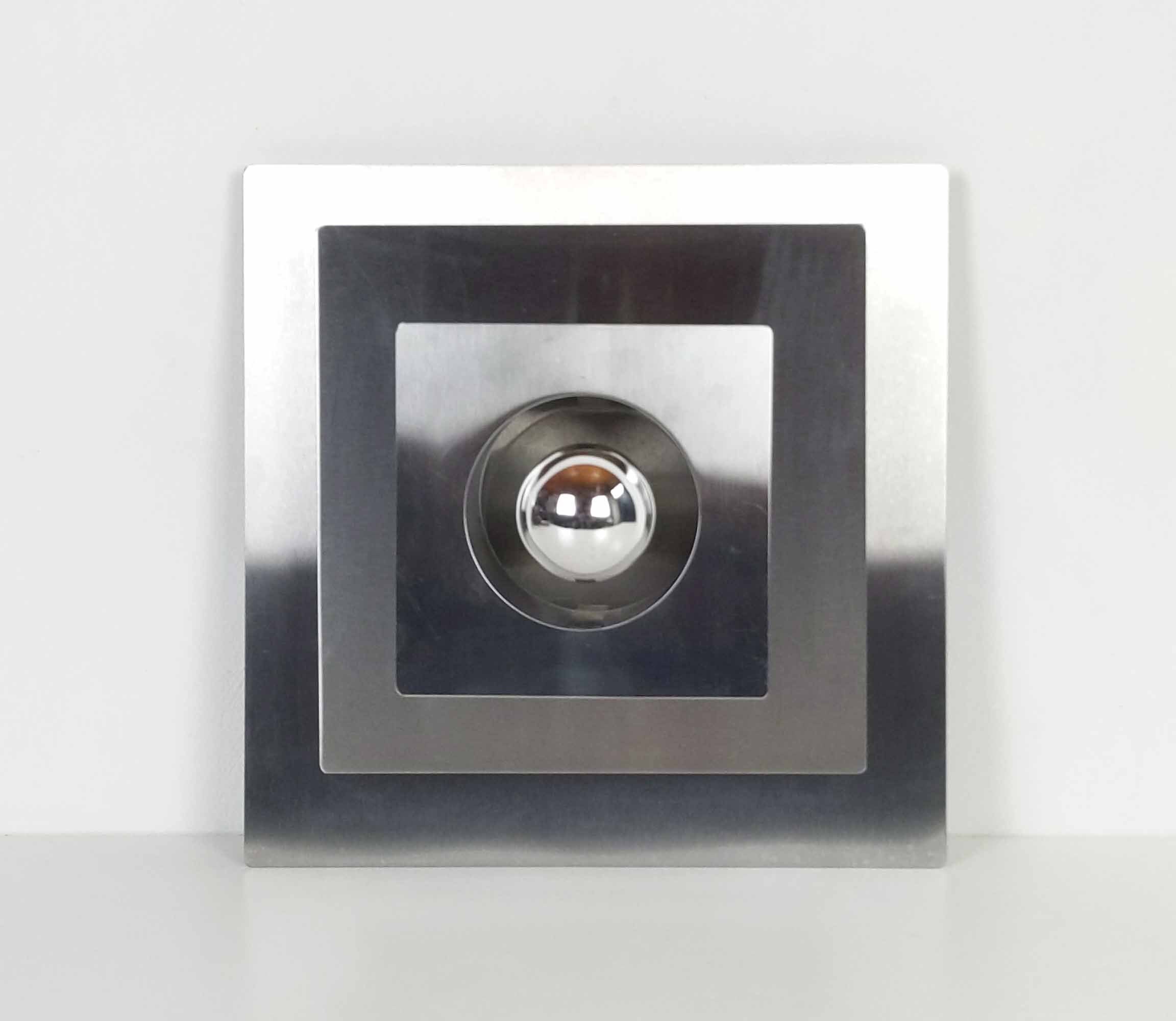 Vintage Tiered Aluminum Square Wall Sconce, Lumière Géométrique Des Murs Années 1970, Éclairage Mode