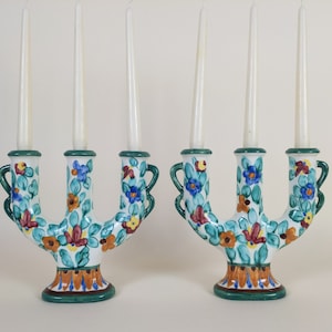 2 Vintage Monaco Cerato Candle Holders From Mid Century 1950s Each Holds Three Candlesticks
