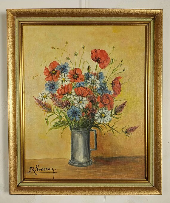 花瓶に生けた花 大判絵画フランス画家油絵