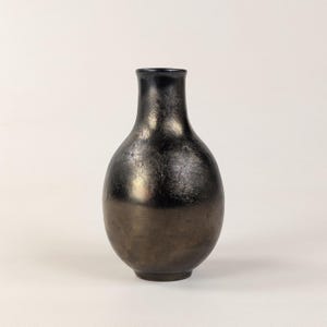 Rare Greber Iridescent Ceramic Vase, French Art Deco Stoneware, Metallic Glaze Studio Pottery, Antique Beauvais Marked Base