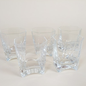 5 copas de whisky de cristal vintage francés de Louvois Cristallerie Royale de Champagne para bar casero Barware