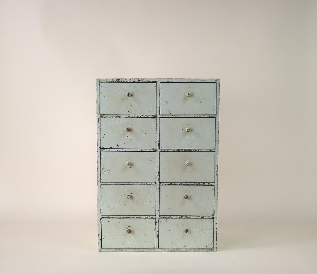 Antique French Craft Small Primitive Table Top Drawers