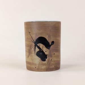Ceramic Brush Holder, Poterie de la Colombe French Studio Pottery Pen Cup, Abstract Art