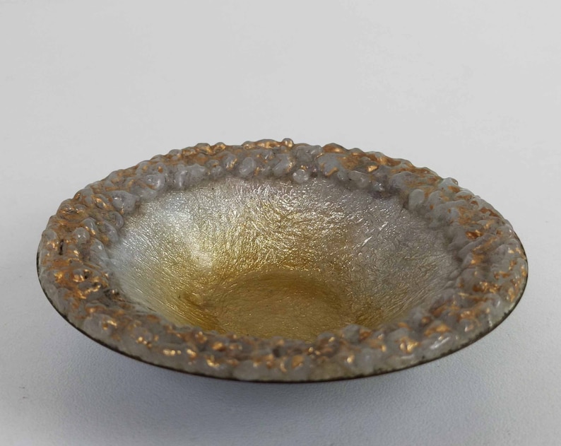 Mid Century Gold And Silver Colored French Trinket Dish Vintage Limoges Enamel On Silver Ring Dish By P Bonnet
