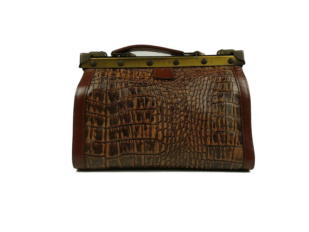 Sac main en cuir de crocodile Fran ais vintage des ann es 1950