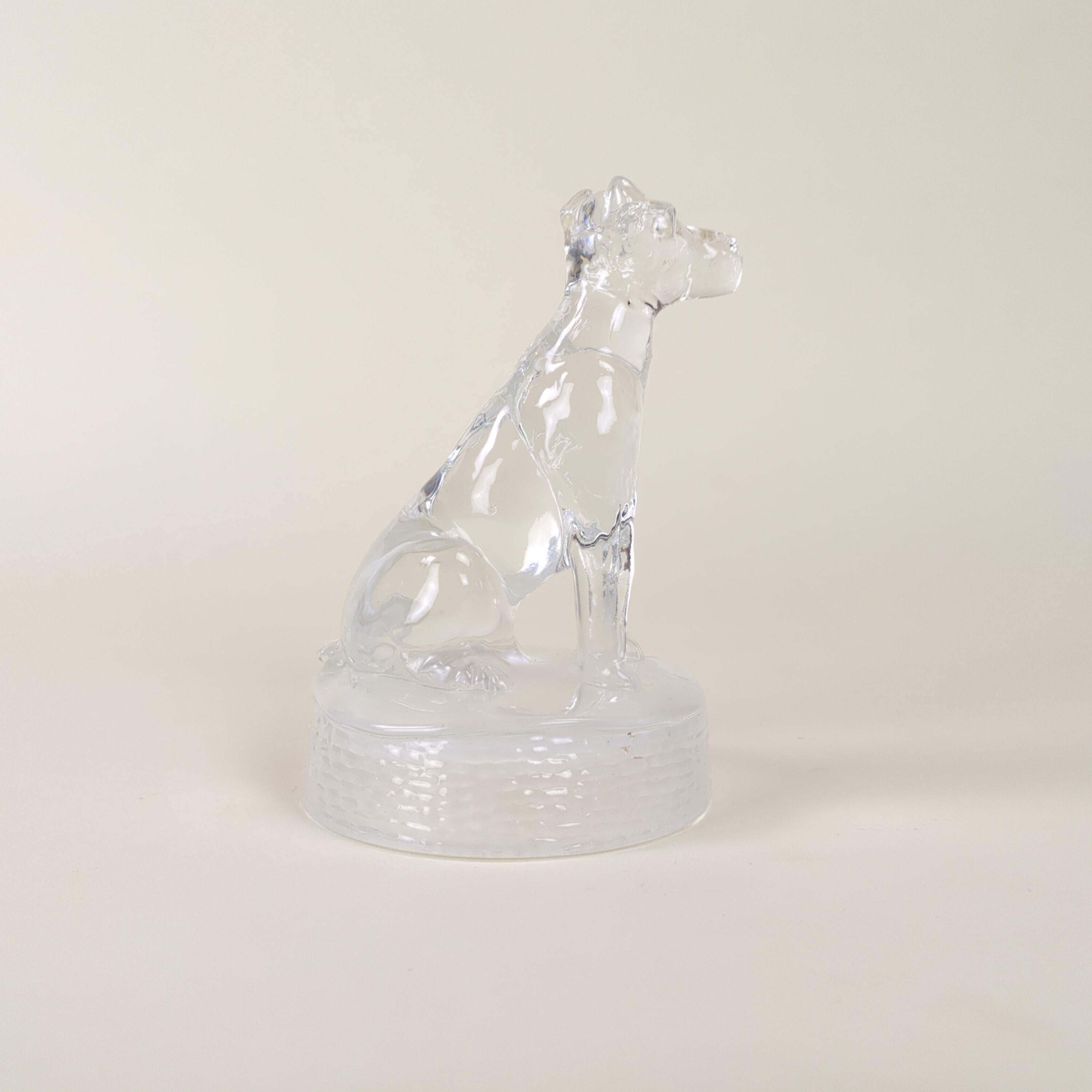 Vintage French Crystal Glass Terrier Dog Office Paper Weight, Dog Lovers Gift, Retro Animal Figurine