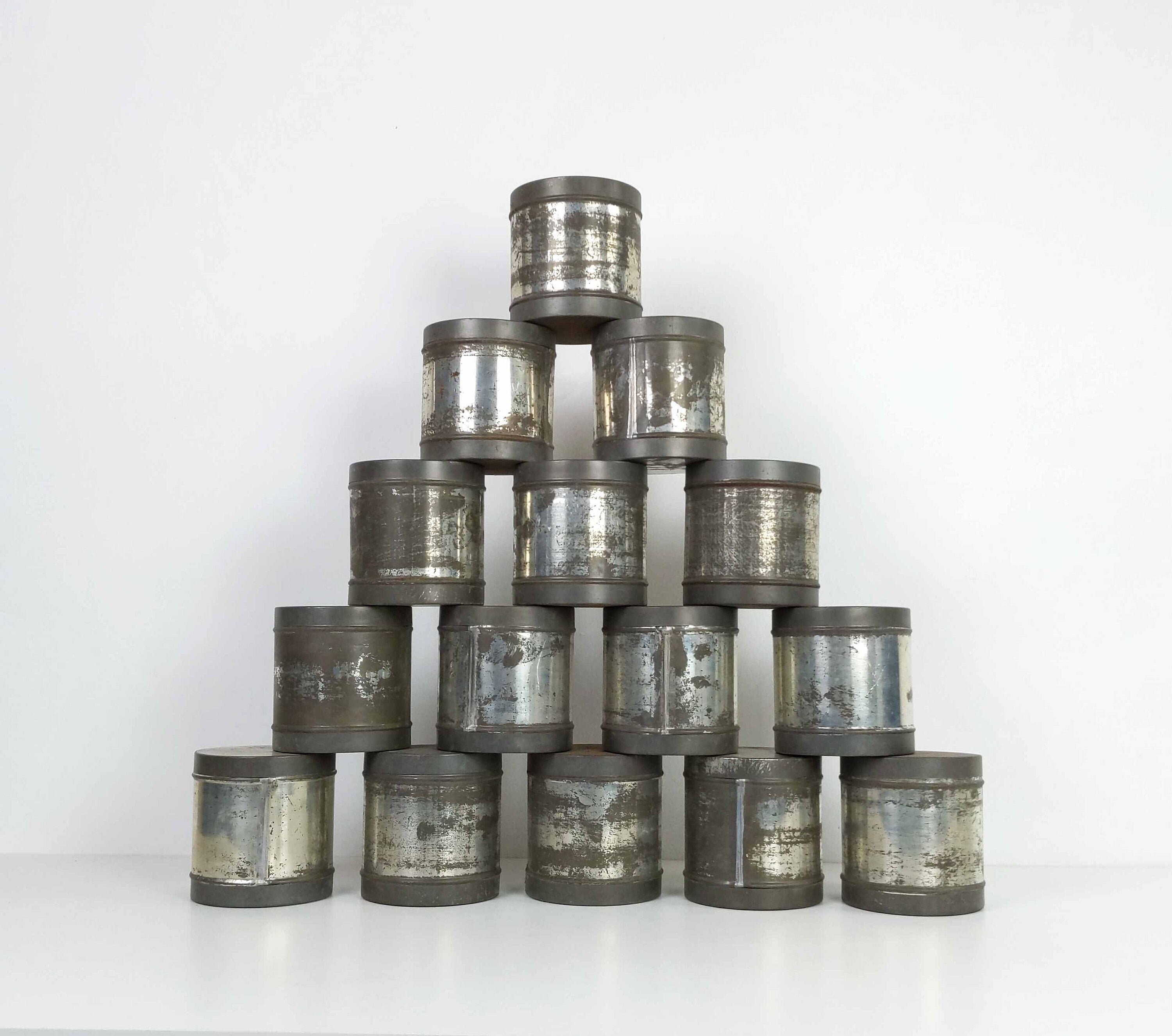 15 Vintage Distressed Français Double Lid Camera Film Tins For Kitchen Or Craft Room Storage Contain