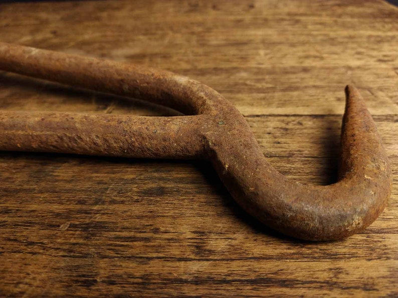 Large Antique Fireplace Hook Primitive Iron Hook Etsy