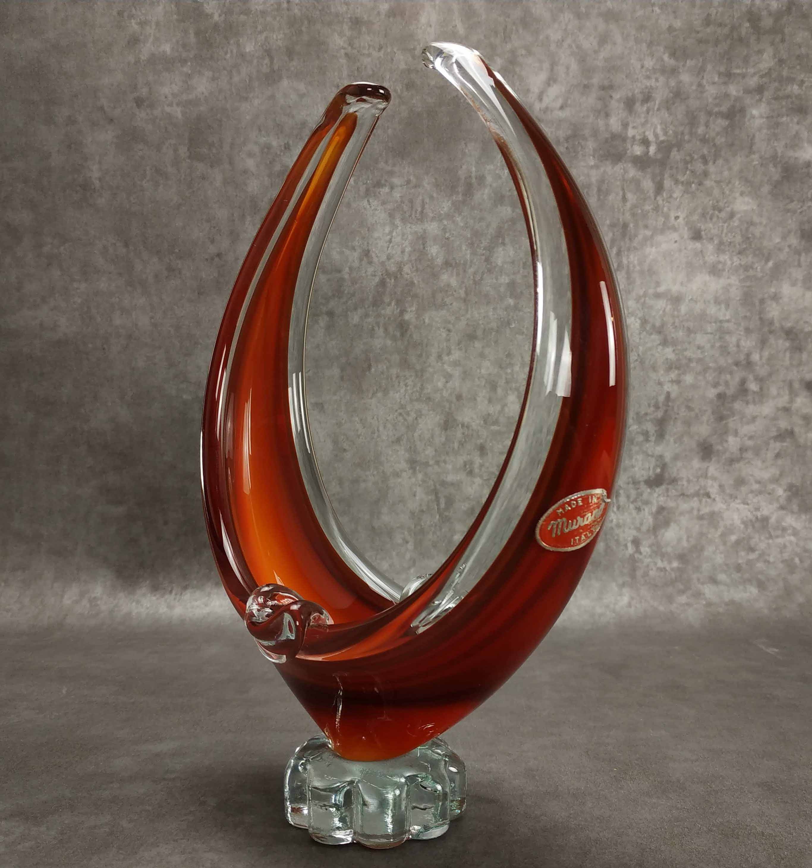 Murano Red Glass Ashtray Vintage Italiano Forma Libera Vetro Etsy