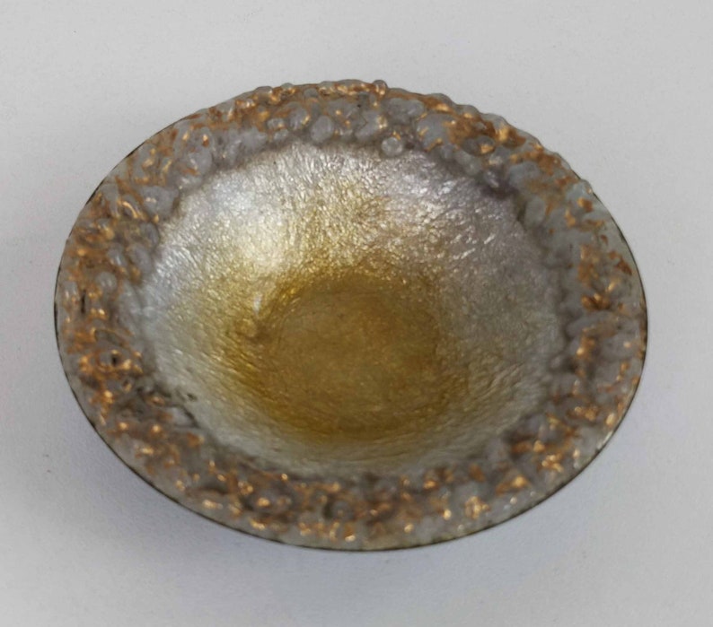 Mid Century Gold And Silver Colored French Trinket Dish Vintage Limoges Enamel On Silver Ring Dish By P Bonnet