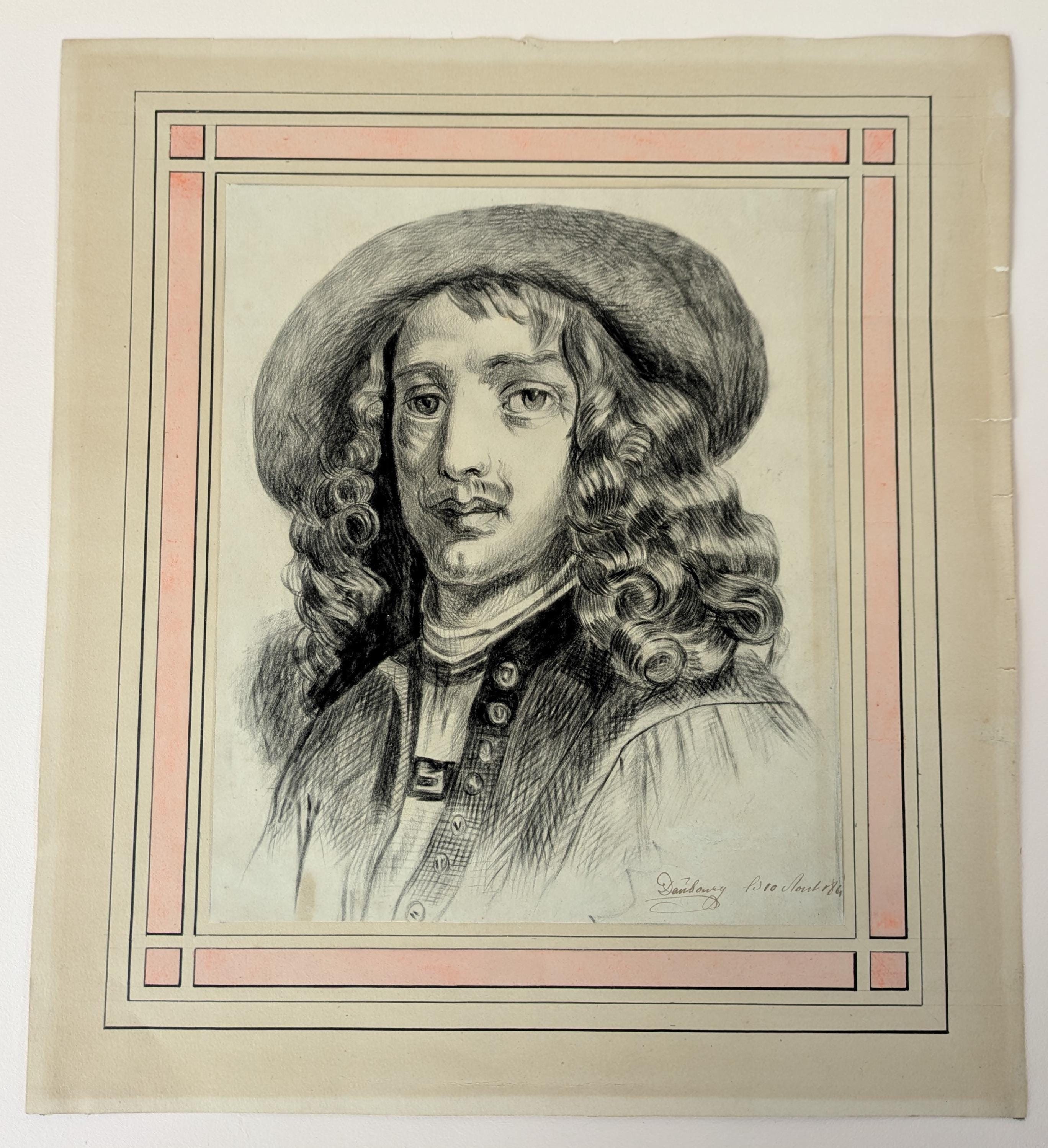 1860年、L・ダンブールによるフランスの鉛筆画「紳士」、フランス原画