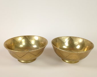 Antique Wilhelm Kage Gold Art Deco Bowls For Gustavsberg Sweden, 1920s Glazed Ironstone Bowls, Paris International Exhibition Ceramic Dishes