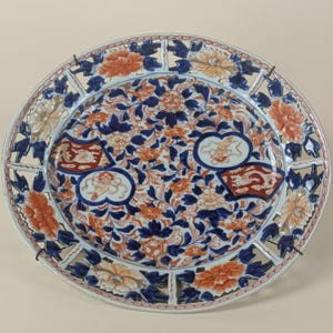 Antique Japanese Imari Openwork Charger Plate Hand-Painted Floral Scroll Mythical Beast Porcelain Circa 1900 Collectible Home Decor