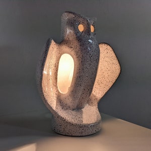 Vintage Ceramic Owl Lamp, 1980s French Table Lamp, Owl Lovers Gift, Original Bedroom Lighting, Pottery Animal Light image 9