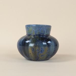 Antike Französische Jugendstil Pierrefonds Crystal Bleu Glaze Keramik Vase