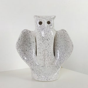 Vintage Ceramic Owl Lamp, 1980s French Table Lamp, Owl Lovers Gift, Original Bedroom Lighting, Pottery Animal Light image 1