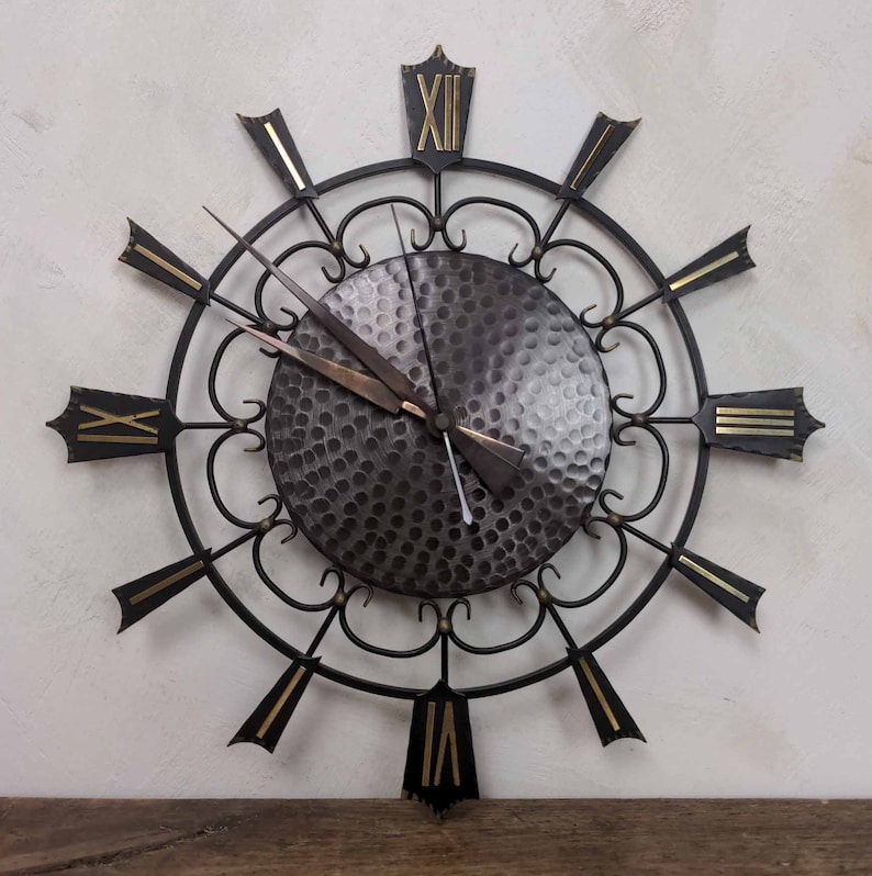 German Black and Gold Mid Century Clock Home Office Decor Battery Operated Black Metal Clock Junghans Starburst Battery Wall Clock