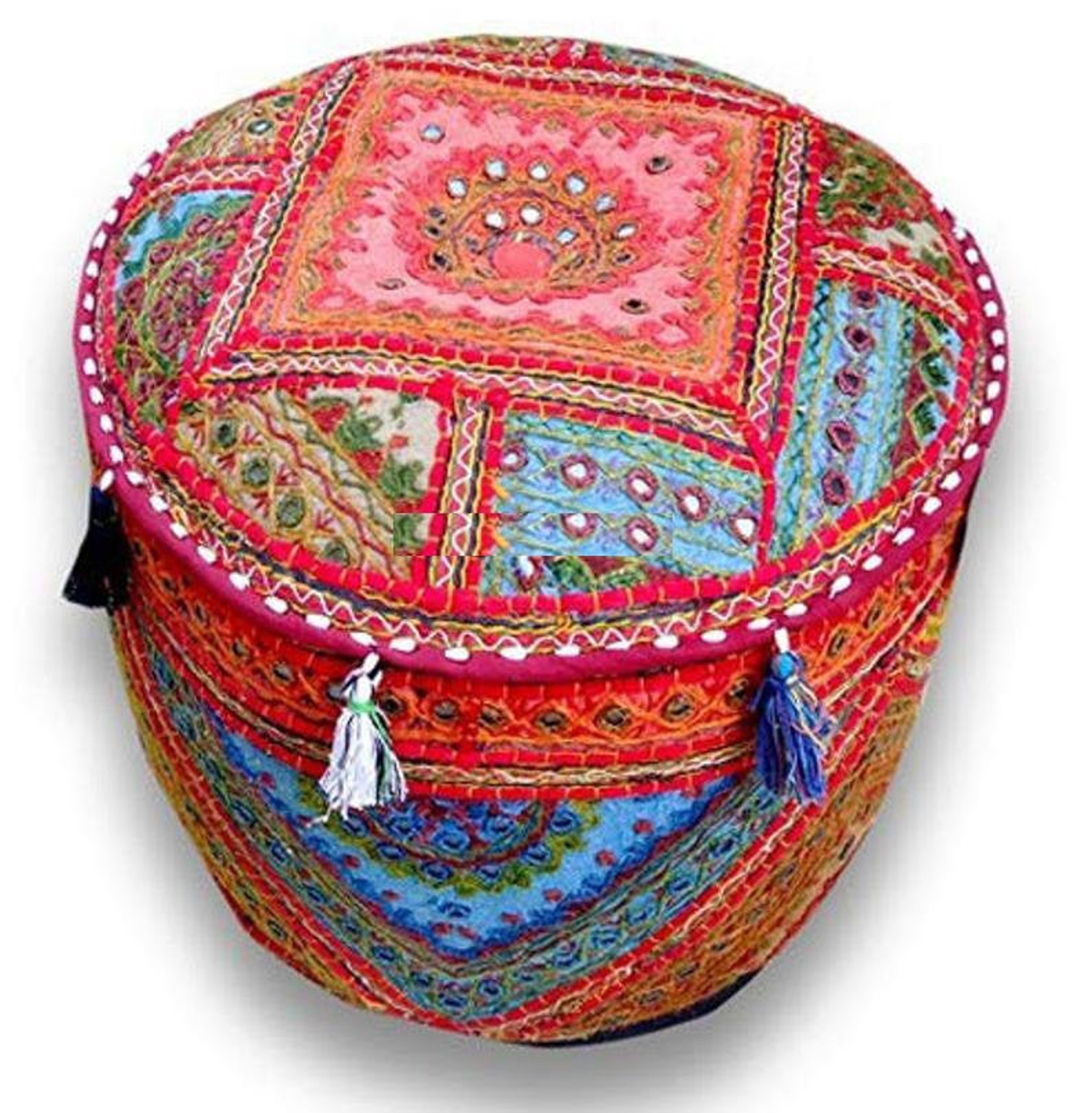 Pouf Cover Indian 18Decorative Patchwork Round Ottoman Etsy