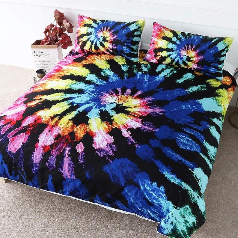 Blueberry Tie Dye Bedding Bohemian Hippie Tie Dyed Bed Spread Etsy