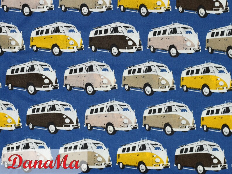 Cotton Fabric Bulli Fabrics VW Buses by the Meter Bullies Etsy