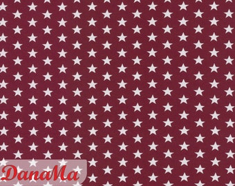 Remnant 80 cm jersey stars white on burgundy - jersey fabric stars, cotton jersey