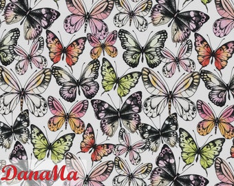 Jersey fabric butterflies, fabrics for children girls women, cotton jersey butterfly