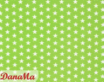 Jersey stars white on lime green - jersey fabric stars, cotton jersey children's fabric