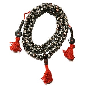 8MM Eye Carved Yak Bone Mala, 108 Beads, Mala Counter, Buddhist Mala, Tibetan Mala, Handmade Buddhist Skull Carved Mala Buddhist Prayer Bead