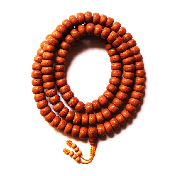 Beste Qualität natürliche Bodhi Samen Mala, Phoenix Eye Bodhi Mala, buddhistische Mala, Seite geschnitten Bodhi Samen Nepali Mala, 108 Perlen, verstellbare Knoten