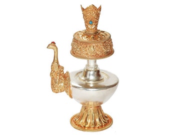 Best Quality, Sliver & Gold Plated Copper Bhumba , Buddhist Bhumpa , Buddhist Ritual Vase , Buddhist Holy Water Vasa , Hand Made in Nepal