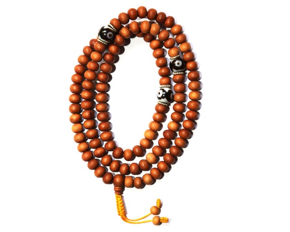 Best Quality, Sandalwood Mala, Designed Mala, Buddhist Mala, Tibetan Mala, 108 Bead, Sandalwood Meditation Mala Beads, Tibetan Sandalwood
