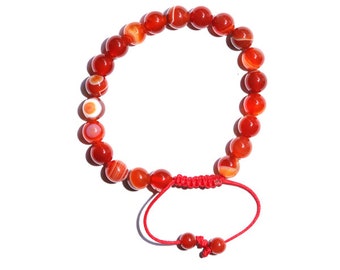 Meilleure qualité, 8MM Red Agate Stone Mala, 21 perles, bracelets bouddhistes, bracelets tibétains